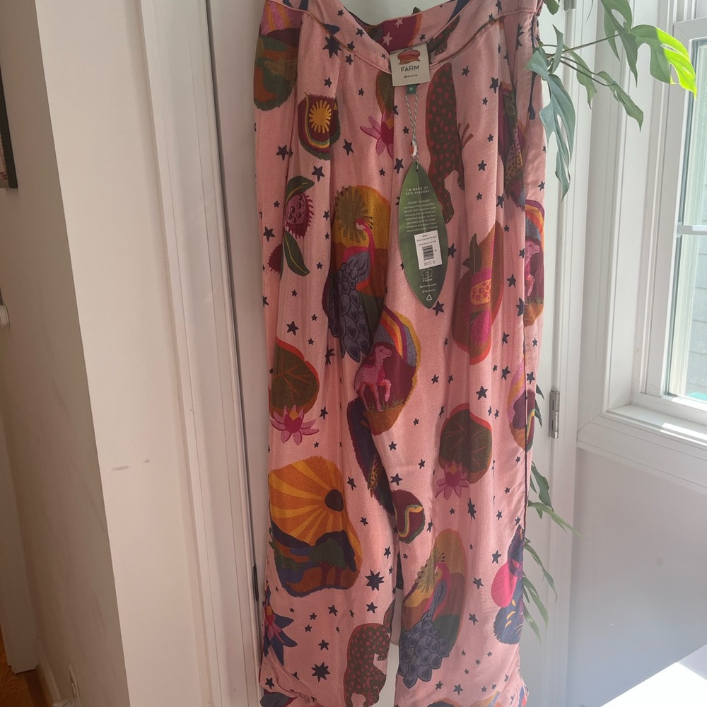 FARM Rio Pink Harem Pants with Star and Floral Motif